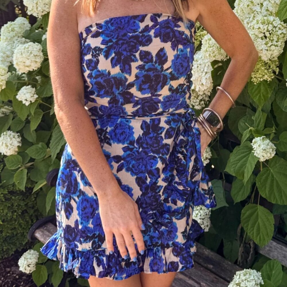 Olivaceous Blue & Beige Floral Romper